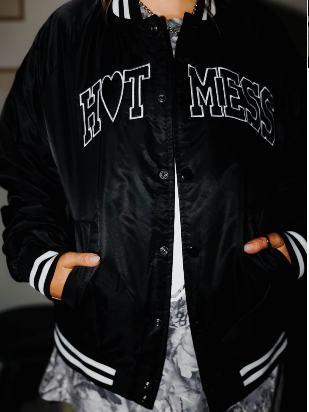 Hot Mess Black Bomber Jacket - NWT Size 3XL